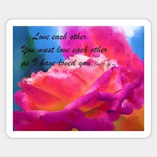 Love Each Other Watercolor Rose Bloom Sticker